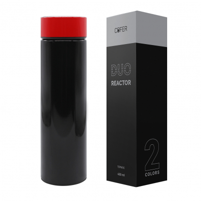 Термос с датчиком температуры Reactor duo black, черный с красным
