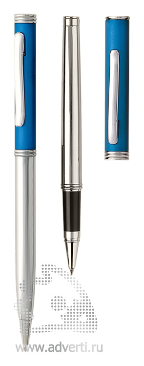 Роллер и шариковая ручка из набора Кеннеди, голубые