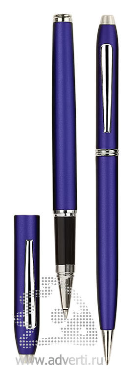 Роллер и шариковая ручка из набора Экзюпери, синие