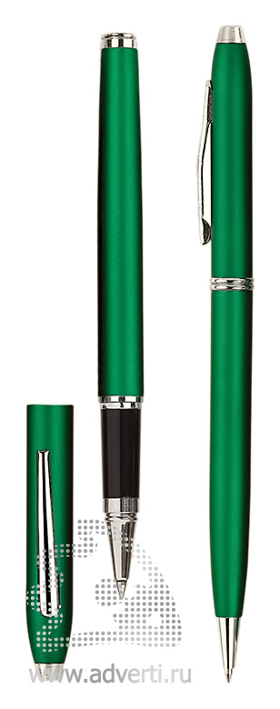 Роллер и шариковая ручка из набора Экзюпери, зеленый