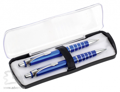 Набор Райт: шариковая ручка и карандаш, синие