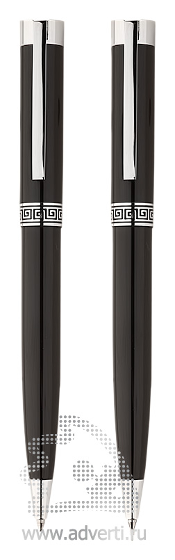 Шариковая ручка и автокарандаш из набора Круиз, черные