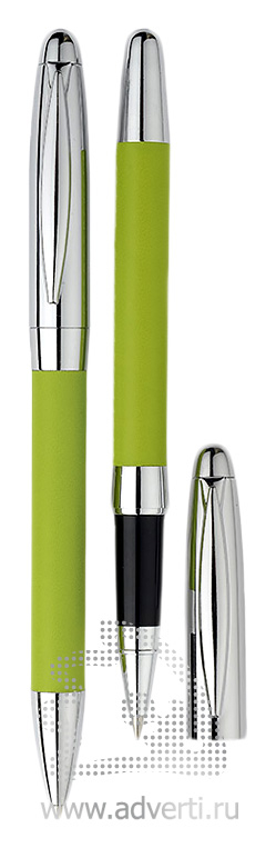Шариковая ручка и роллер из набора Рейн, зеленые