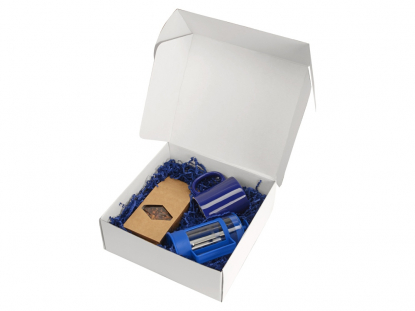 Подарочный набор с чаем, кружкой и френч-прессом Чаепитие, синий, в коробке