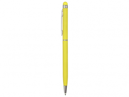 Ручка-стилус металлическая шариковая Jucy Soft soft-touch, желтая, вид сбоку
