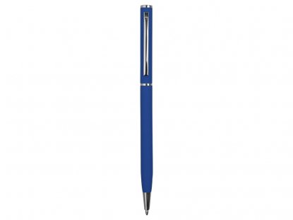 Ручка металлическая шариковая Атриум софт-тач, синяя, общий вид