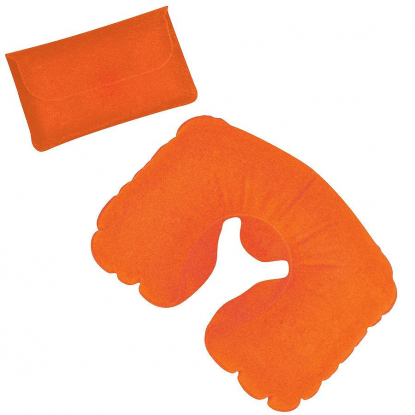 Подушка надувная дорожная, оранжевая