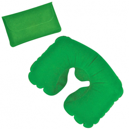 Подушка надувная дорожная, зеленая