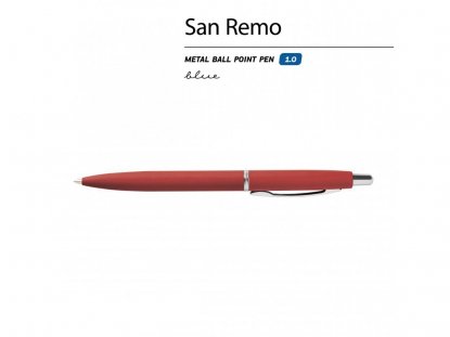 Ручка металлическая шариковая San Remo, софт тач, красная