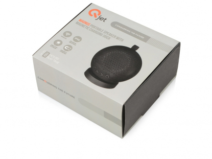 Водоустойчивая портативная колонка Magnus с магнитной зарядной станцией, коробка