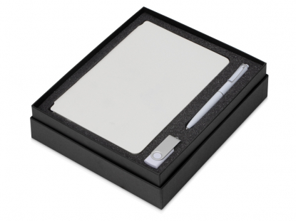 Подарочный набор Notepeno с блокнотом А5, флешкой и ручкой, белый, в коробке