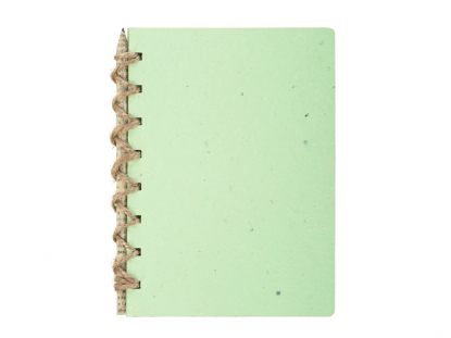 Блокнот А6 с бумажным карандашом и семенами цветов, зеленое яблоко