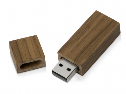 USB-флешка на 16 Гб Woody с магнитным колпачком, темно-коричневая
