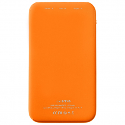 Внешний аккумулятор Uniscend Half Day Compact 5000 мAч, оранжевый, оборотная сторона