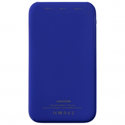 Внешний аккумулятор Uniscend Half Day Compact 5000 мAч, синий, оборотная сторона