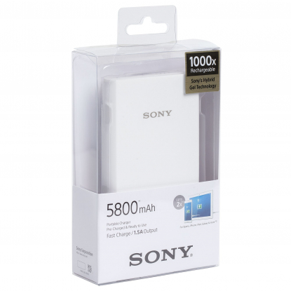 Внешний аккумулятор Sony 5800 мАч, белый, в упаковке