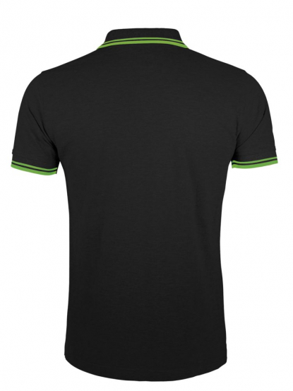 Рубашка поло мужская PASADENA MEN 200, с контрастной отделкой черный с ярко-зеленый, спина