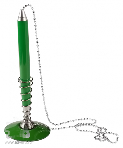 Ручка шариковая Vortex  на подставке, зеленая
