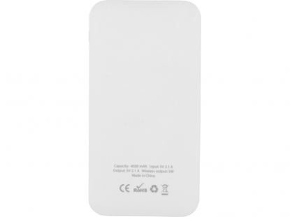 Портативное беспроводное зарядное устройство Impulse 4000 мAч, белый, вид снизу