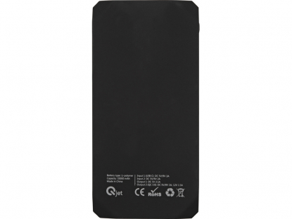 Портативное зарядное устройство Quickr, 10000 mAh, чёрное, оборотная сторона