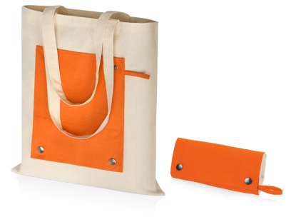 Складная хлопковая сумка для шопинга Gross с карманом, 180 г/м2, оранжевая