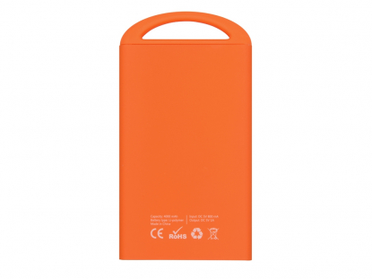 Портативное зарядное устройство Shine, 4000 mAh, оранжевое, оборотная сторона