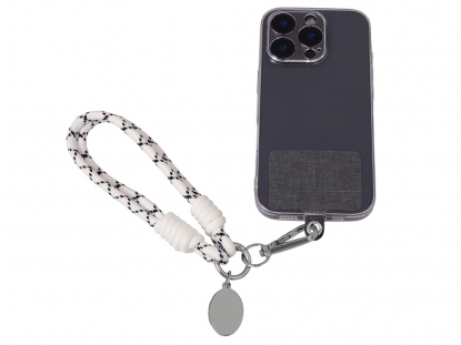 Брелок-браслет Bohemian с тканевым держателем для телефона, бело-черный