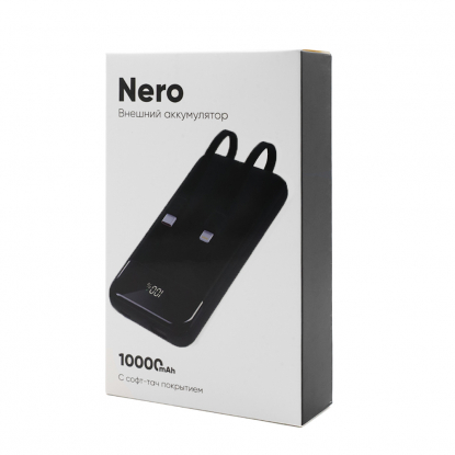 Внешний аккумулятор Nero с быстрой зарядкой, 10000 mAh, черный