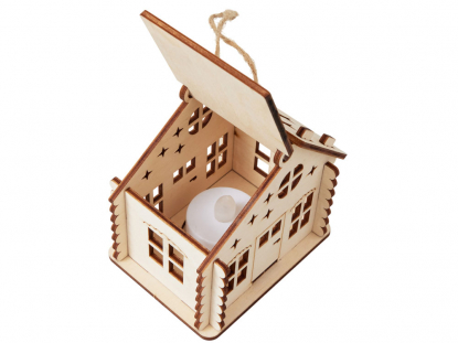 Деревянная подвеска на елку с подсветкой Lumihut