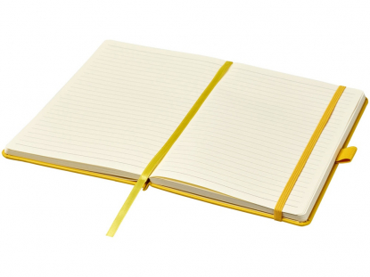 Записная книжка А5 Nova, желтая, резинка, лента-закладка, петля для ручки