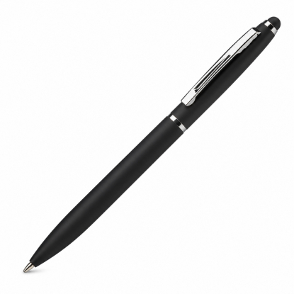 Ручка шариковая металлическая Глори Софт soft-touch со стилусом, черная