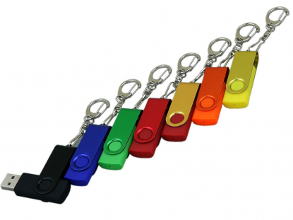 USB-флешка промо с поворотным механизмом и однотонным металлическим клипом, все цвета