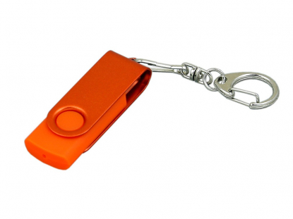 USB-флешка промо с поворотным механизмом и однотонным металлическим клипом, оранжевая