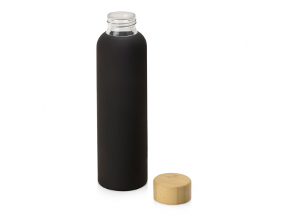 Стеклянная бутылка с бамбуковой крышкой Foggy, черная