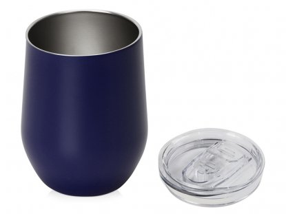 Вакуумная термокружка Sense в крафтовой упаковке, темно-синяя