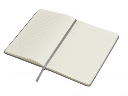 Блокнот А5 Magnet soft-touch с магнитным держателем для ручки, серый, открытый