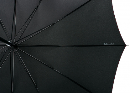 Зонт-трость Lui (Matteo Tantini), механический, чёрный с красным, вид изнутри купола