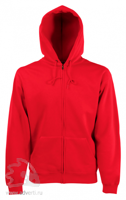 Толстовка Zip Through Hooded Sweat, мужская, Fruit of the Loom, США, красная