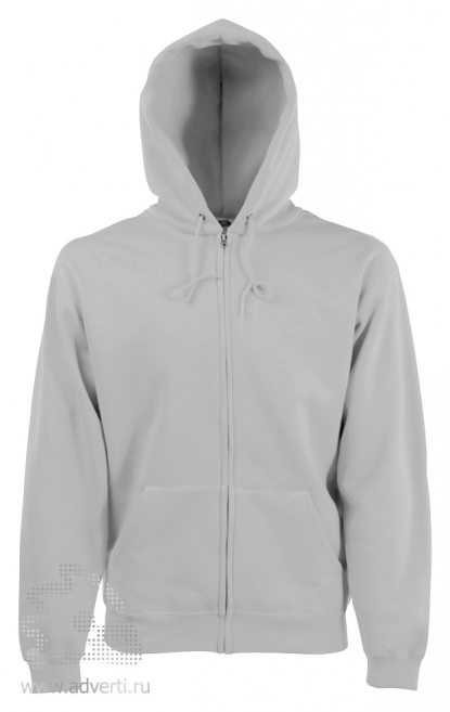 Толстовка Zip Through Hooded Sweat, мужская, Fruit of the Loom, США, светло-серая