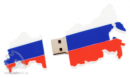 USB-флешка в форме карты России, открытая
