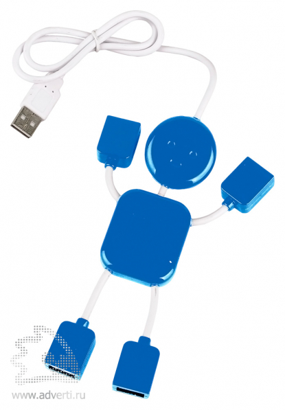 USB-разветвитель на 4 порта в виде человечка, синий