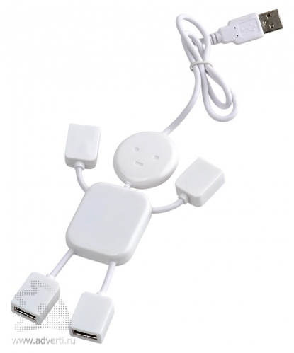 USB-разветвитель на 4 порта в виде человечка, белый