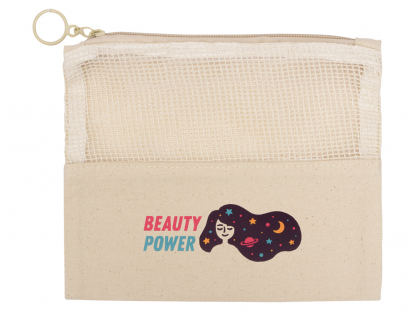 Косметичка Mesh хлопковая с сетчатой вставкой, черная