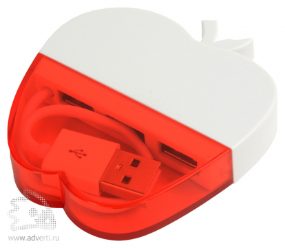 USB Hub на 3 порта Яблоко, красный