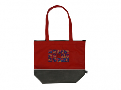 Сумка-холодильник Reviver с длинными ручками из нетканого переработанного материала RPET, бело-черная