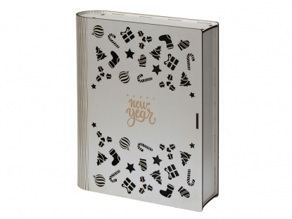 Деревянная коробка с резной крышкой Книга, L