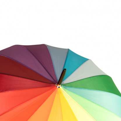 Зонт-трость Радуга, 16 разноцветных клиньев, купол ближе