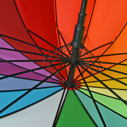 Зонт-трость Радуга, 16 разноцветных клиньев, спицы