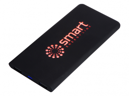 Портативное зарядное устройство с подсветкой логотипа Faros, soft-touch, 4000 mAh-черный