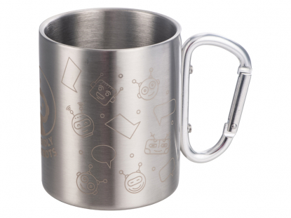 Кружка из стали с ручкой-карабином Elbrus, серебристая